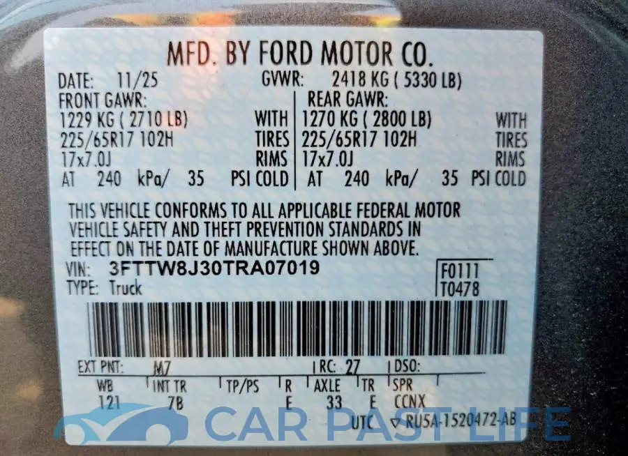 3FTTW8J30TRA07019# 12