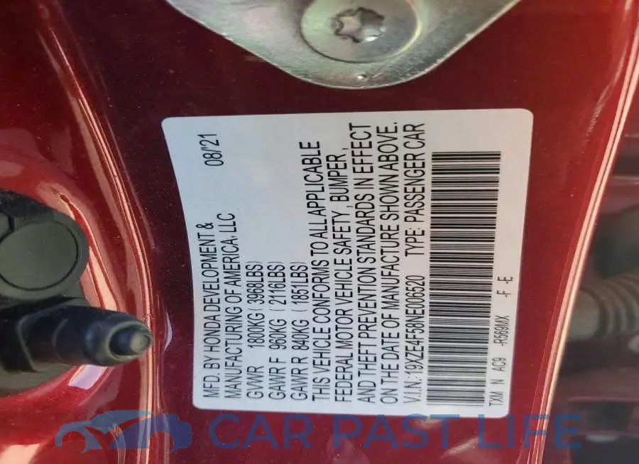 19XZE4F58NE006520# 12