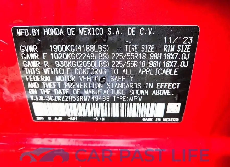 3CZRZ2H53RM749498# 12