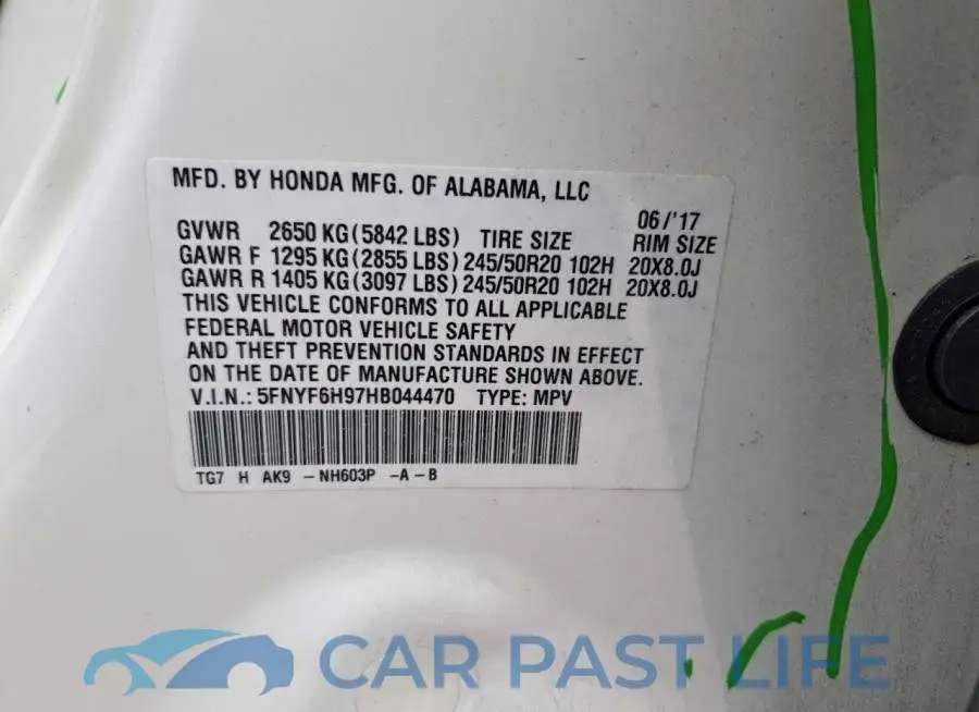 5FNYF6H97HB044470# 13