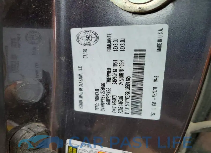 5FPYK3F51LB501185# 12