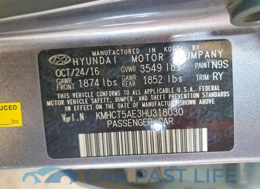 KMHCT5AE3HU318030# 13