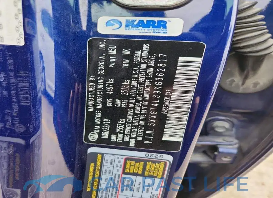 5XXGT4L39KG362817# 12