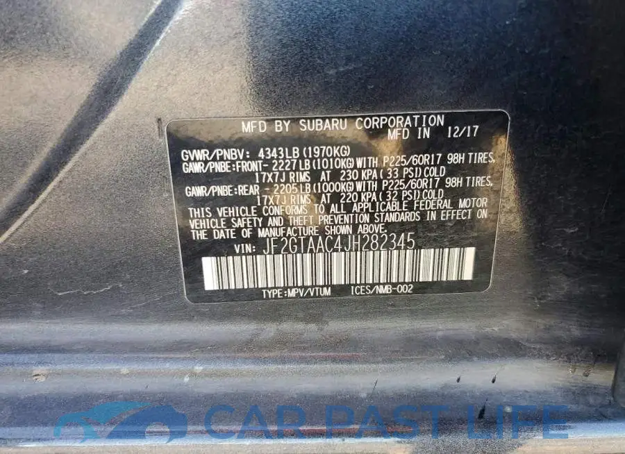 JF2GTAAC4JH282345# 14