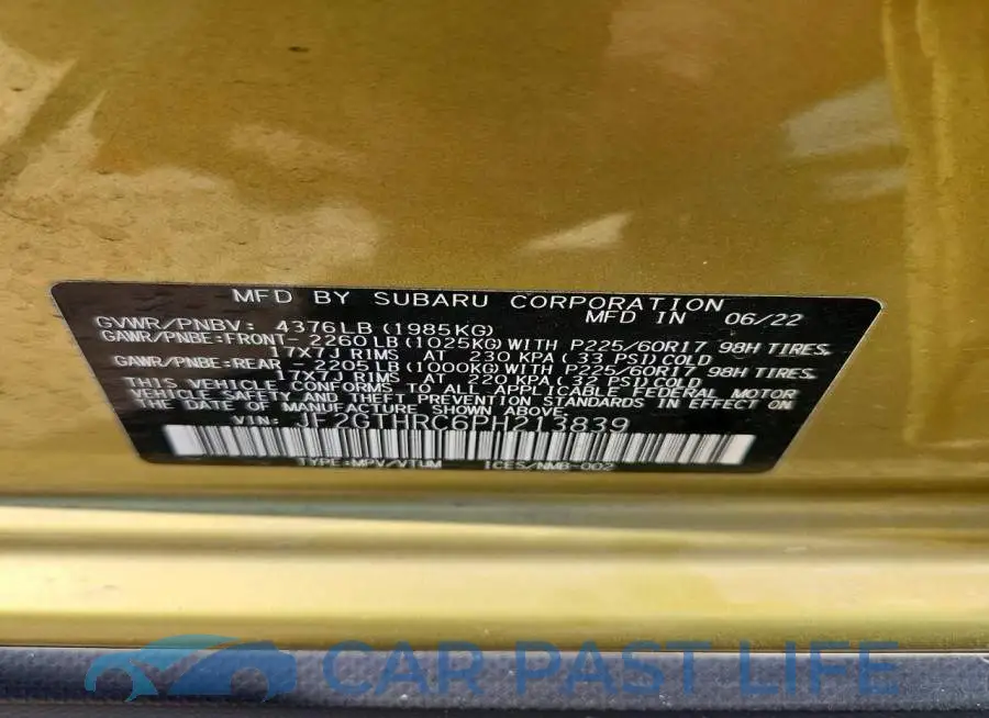 JF2GTHRC6PH213839# 13