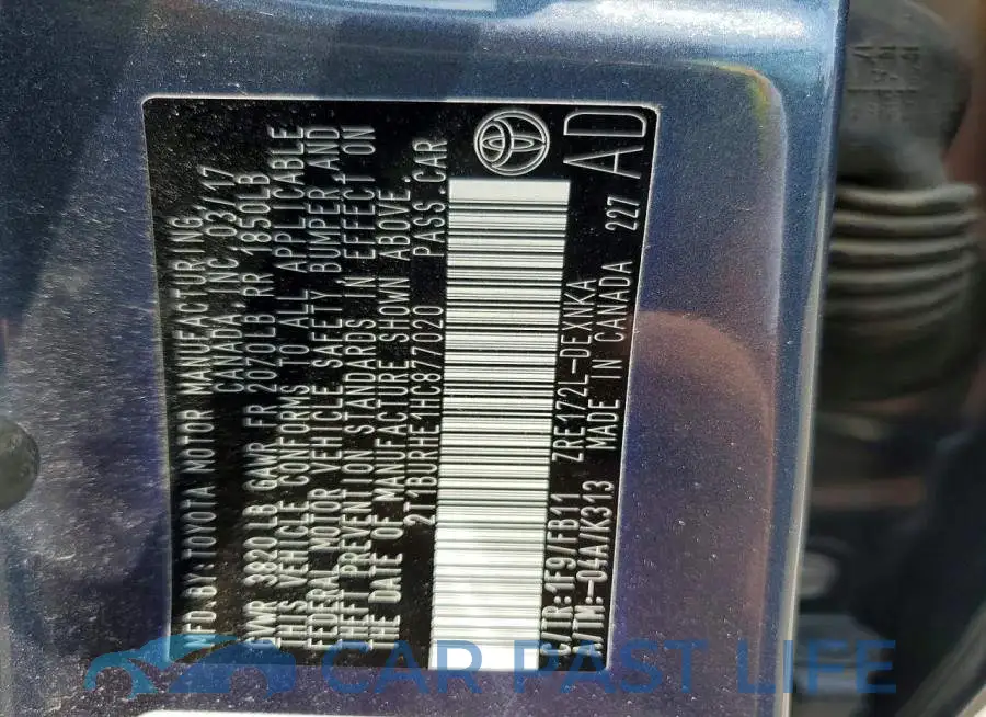 2T1BURHE1HC877020# 12