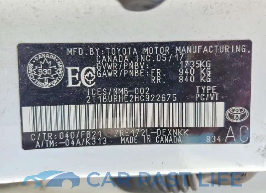 2T1BURHE2HC922675# 12