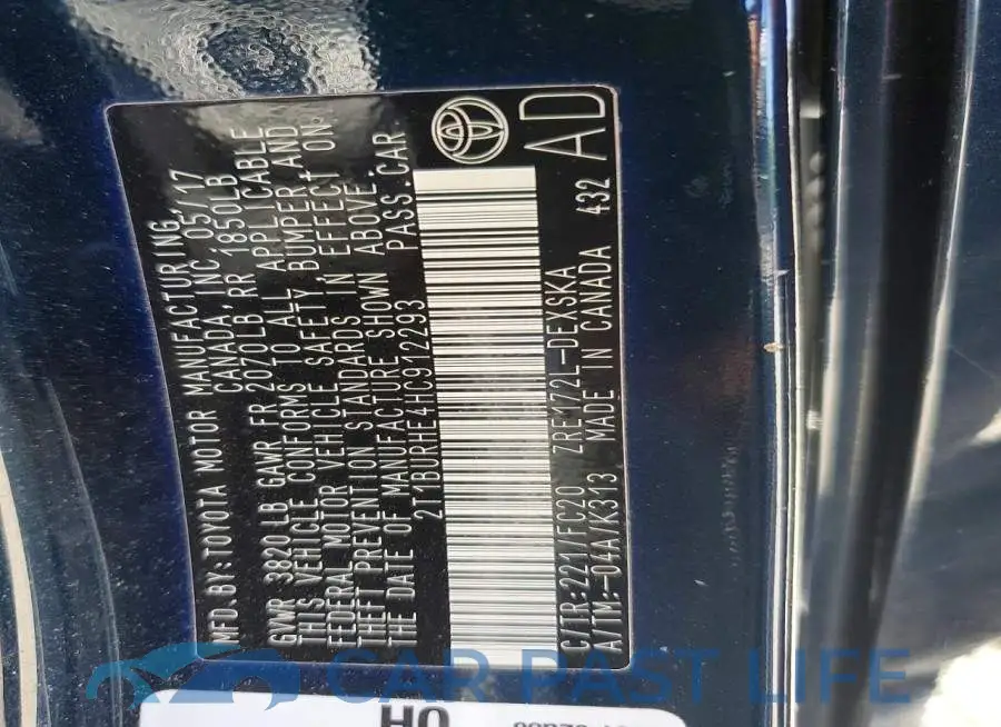 2T1BURHE4HC912293# 12