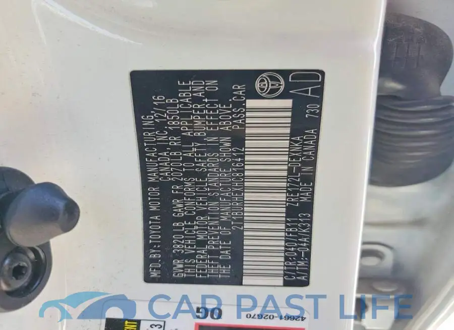 2T1BURHEXHC816412# 12