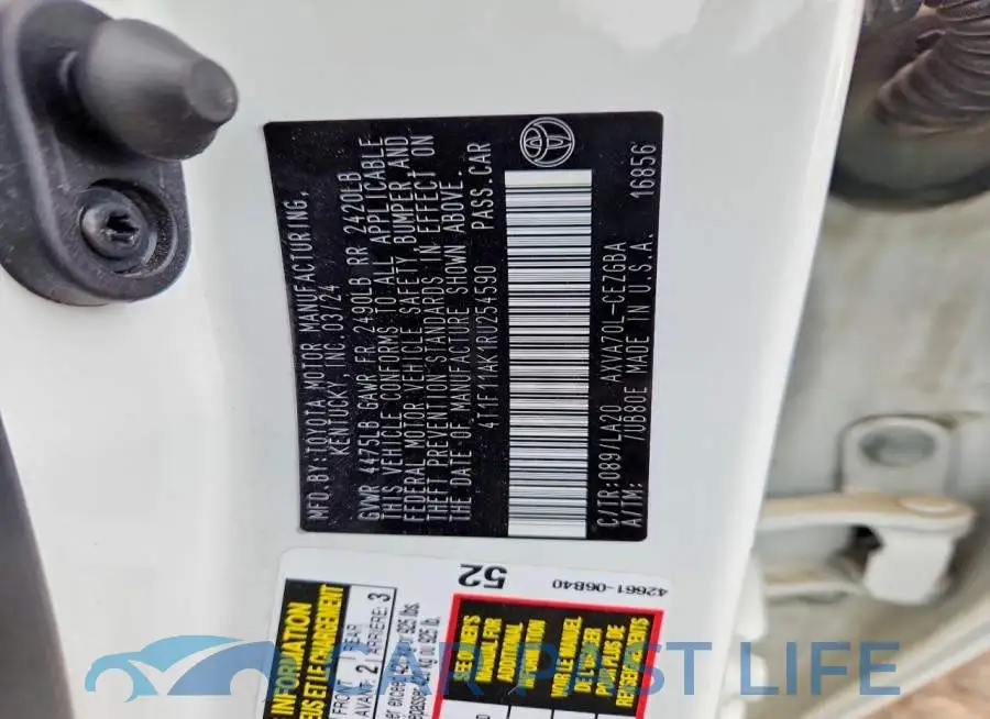 4T1F11AK1RU254590# 12