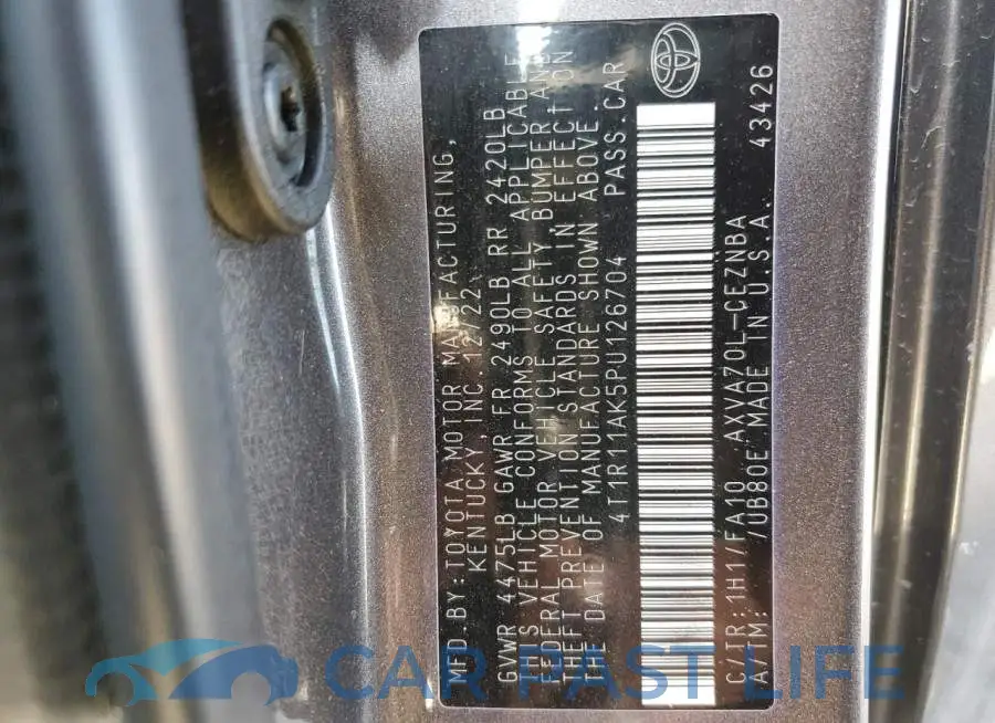 4T1R11AK5PU126704# 12