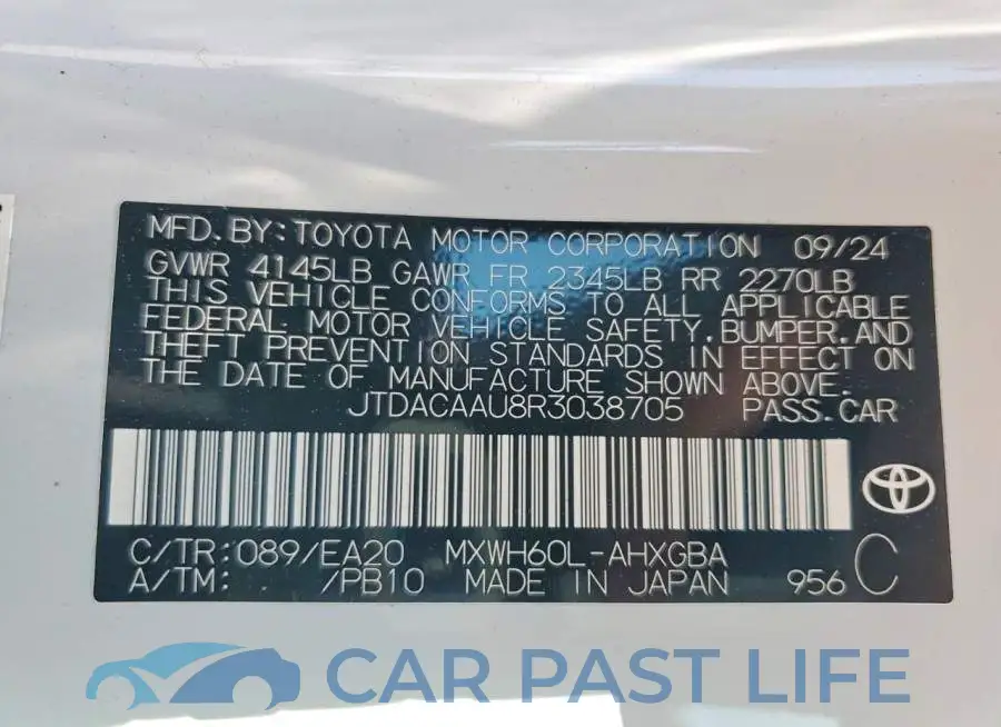 JTDACAAU8R3038705# 12
