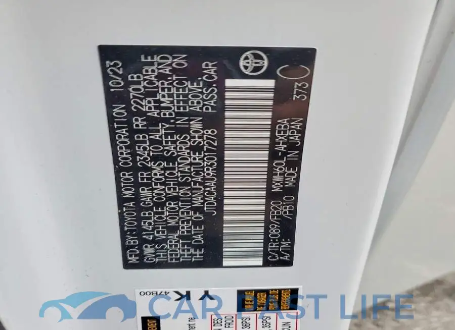 JTDACAAU9R3017278# 12
