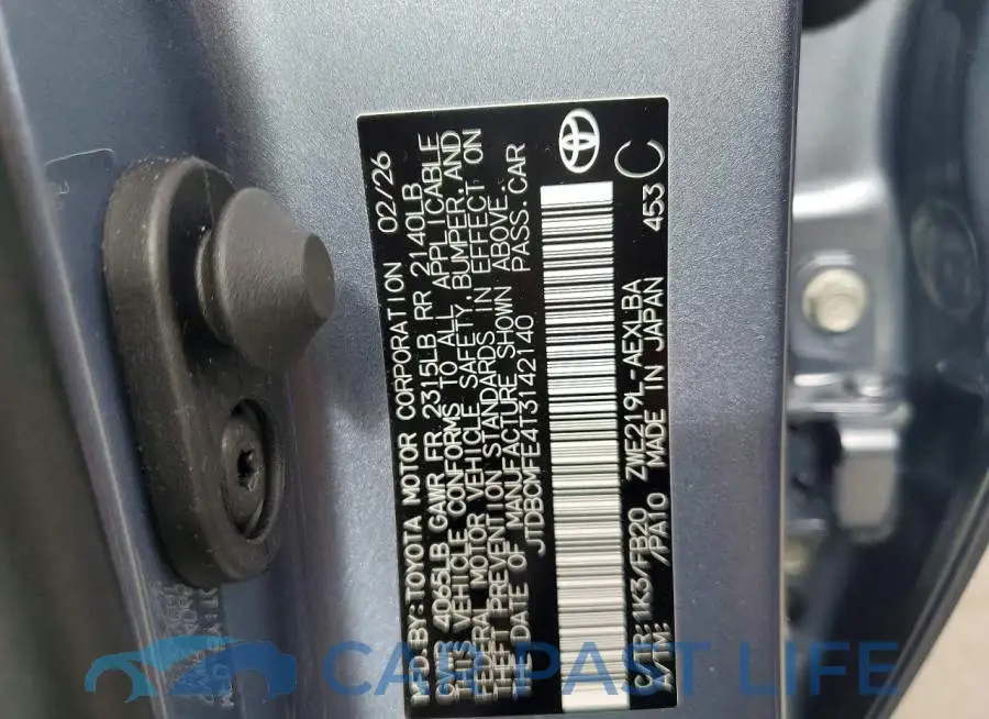 JTDBCMFE4T3142140# 12