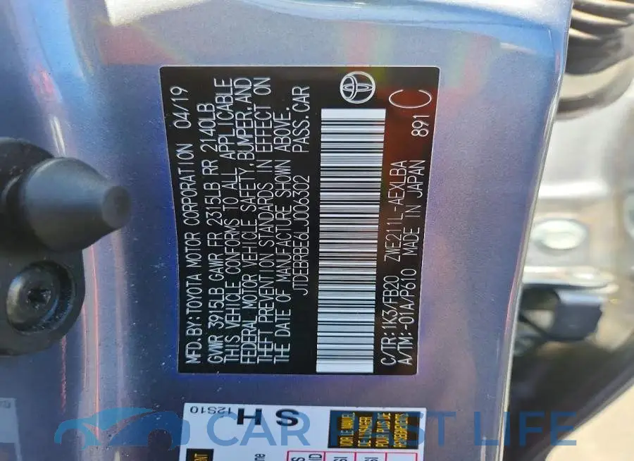 JTDEBRBE6LJ006302# 12