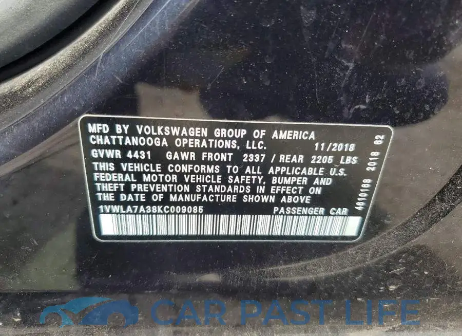 1VWLA7A38KC009085# 13