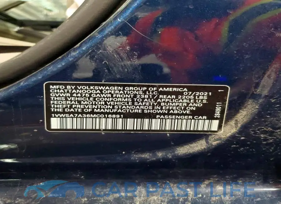 1VWSA7A36MC016891# 13