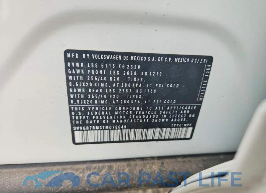 3VVGR7RM3TM078049# 13