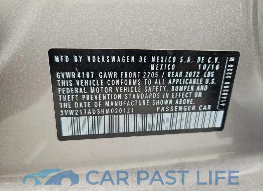 3VW217AU3HM020121# 12