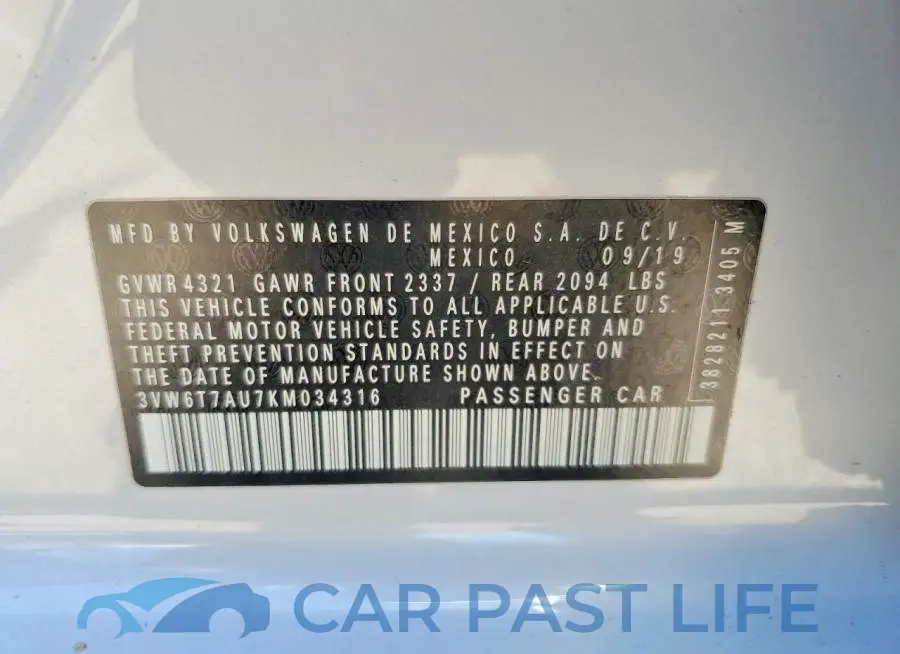 3VW6T7AU7KM034316# 12