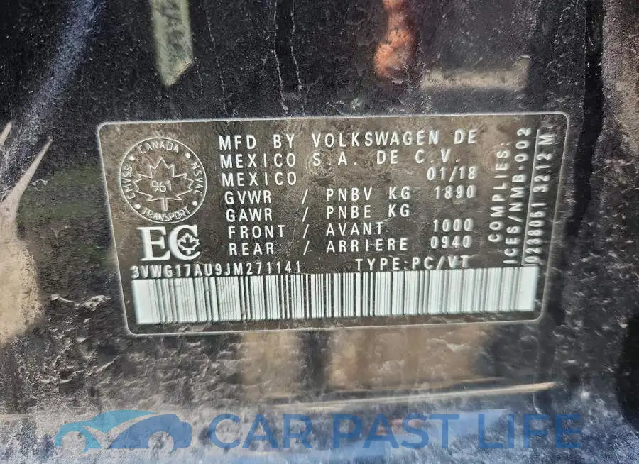3VWG17AU9JM271141# 12