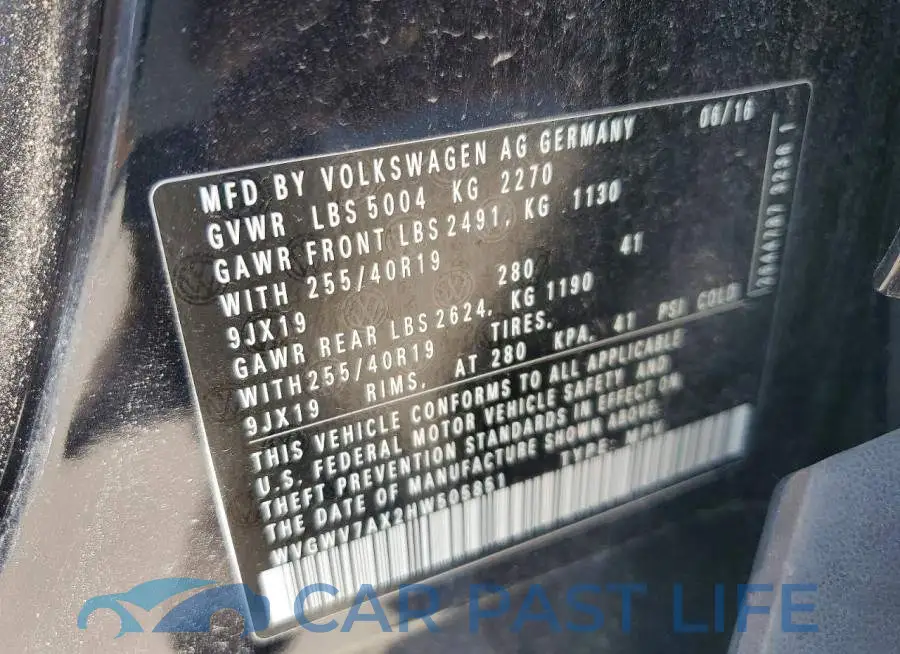 WVGWV7AX2HW505851# 14
