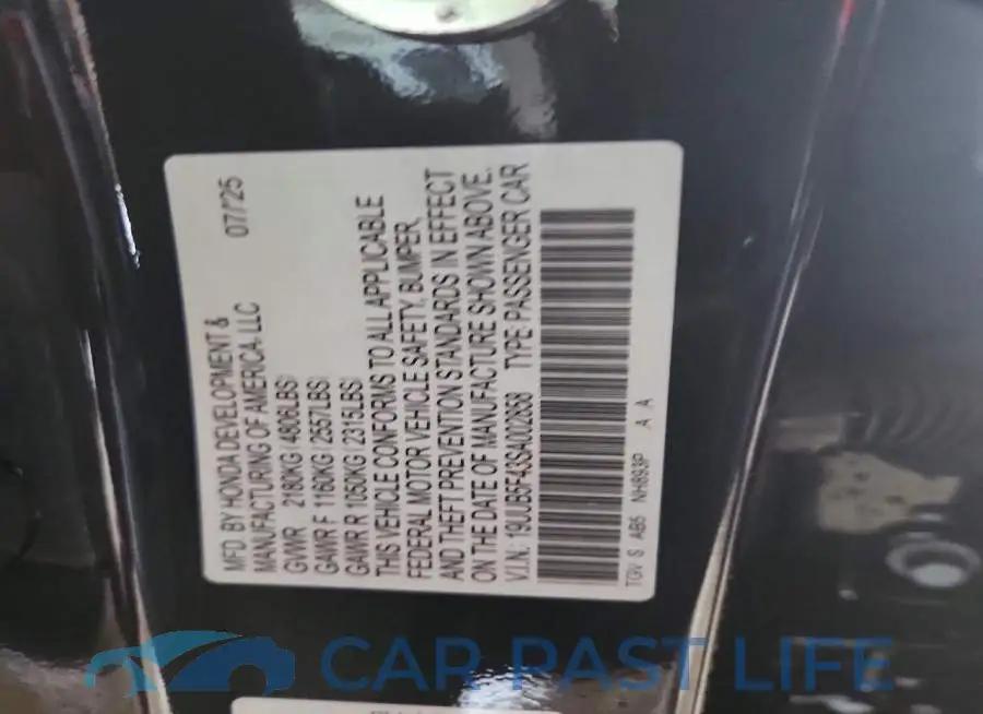 19UUB5F43SA002858# 12