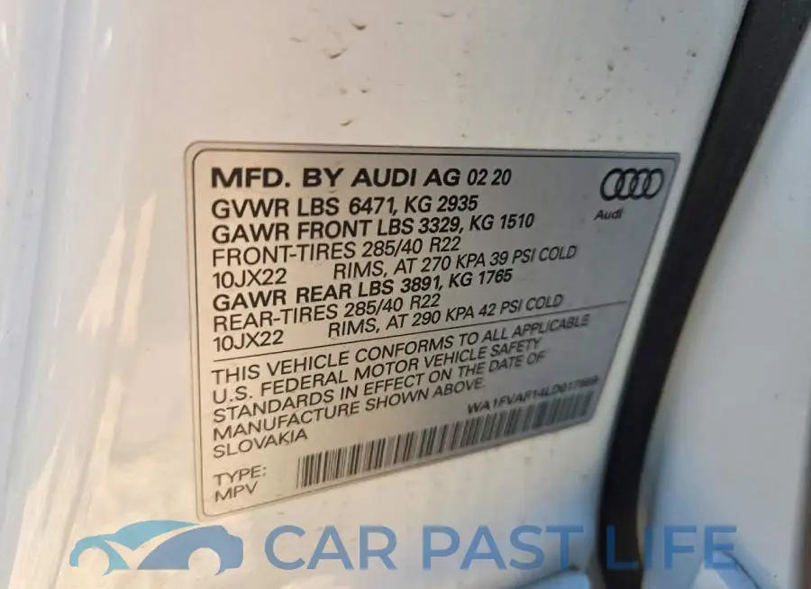 WA1FVAF14LD017859# 12