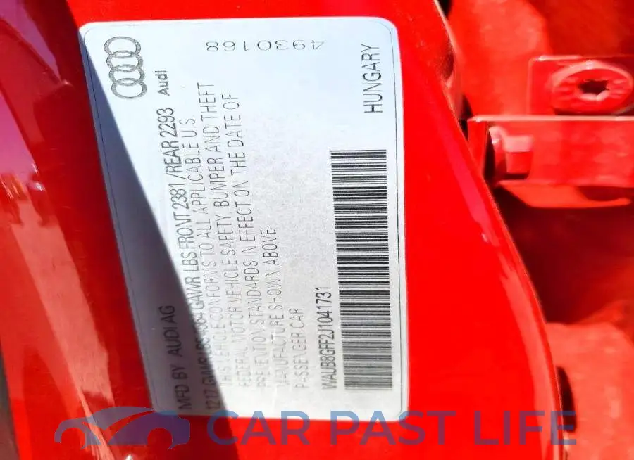 WAUB8GFF2J1041731# 12