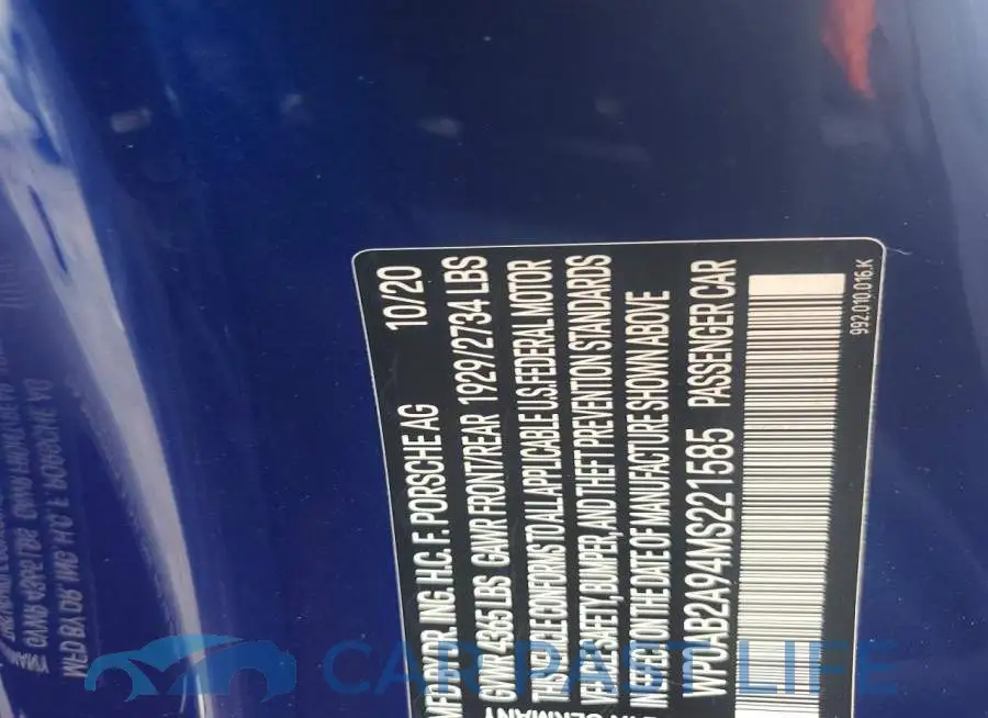 WP0AB2A94MS221585# 12