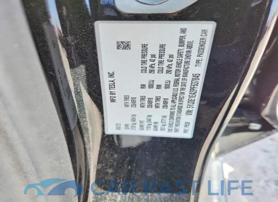 5YJ3E1EA2PF637845# 12