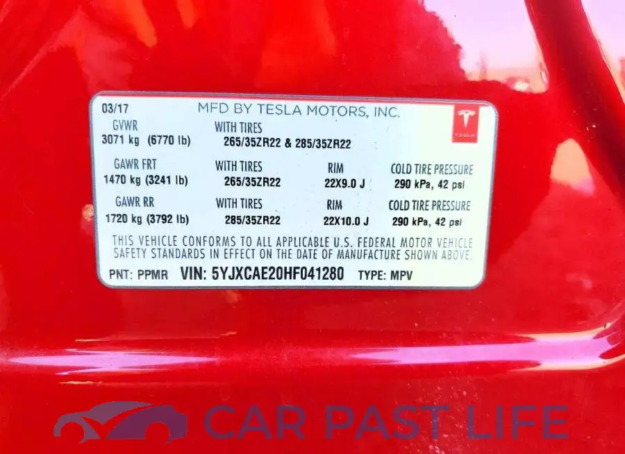 5YJXCAE20HF041280# 14