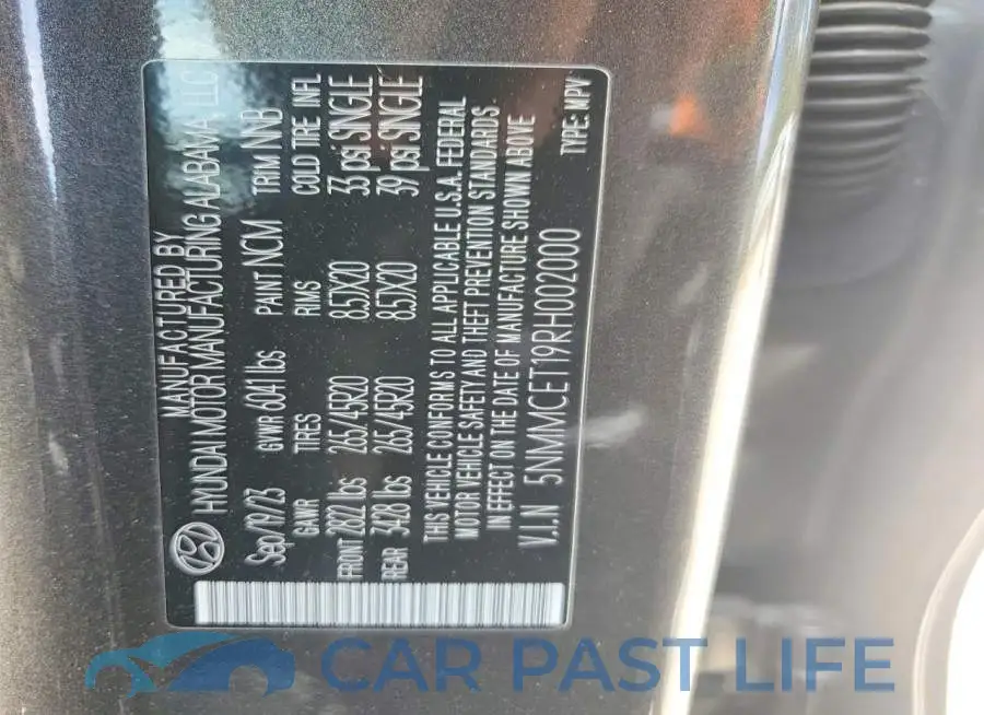 5NMMCET19RH002000# 12