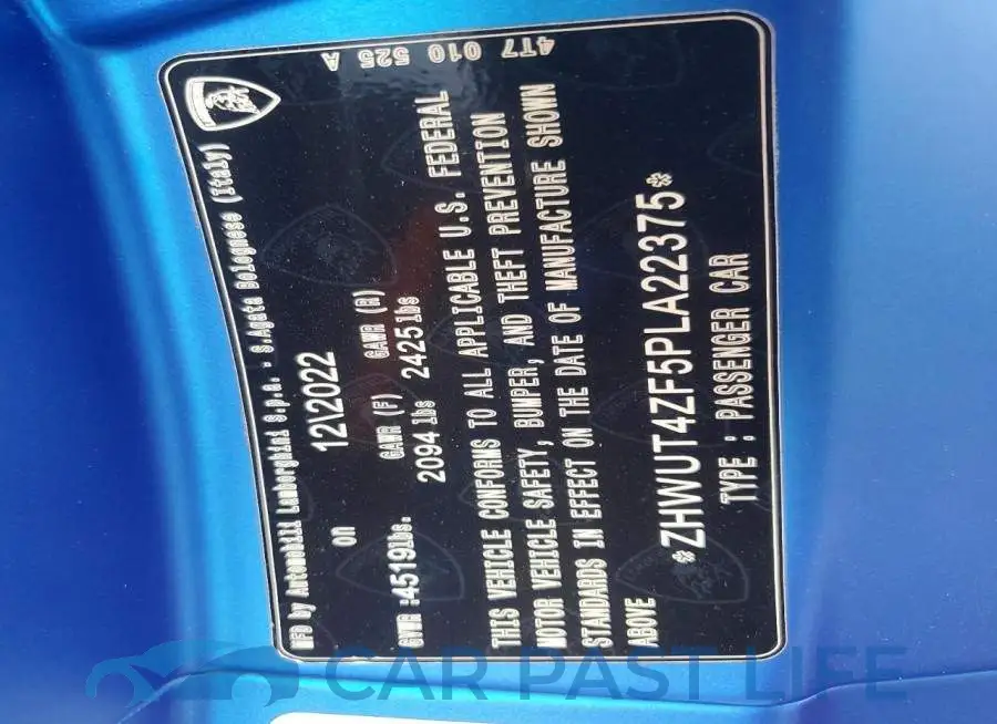 ZHWUT4ZF5PLA22375# 12