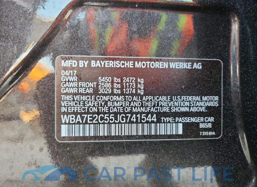 WBA7E2C55JG741544# 12