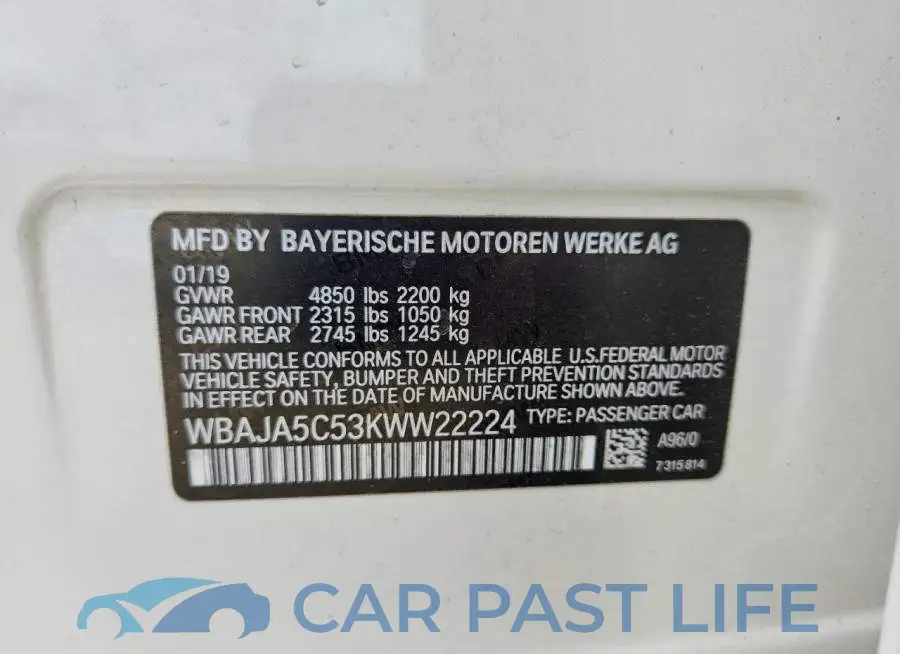 WBAJA5C53KWW22224# 12