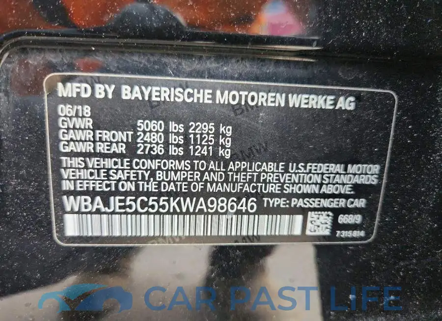 WBAJE5C55KWA98646# 12
