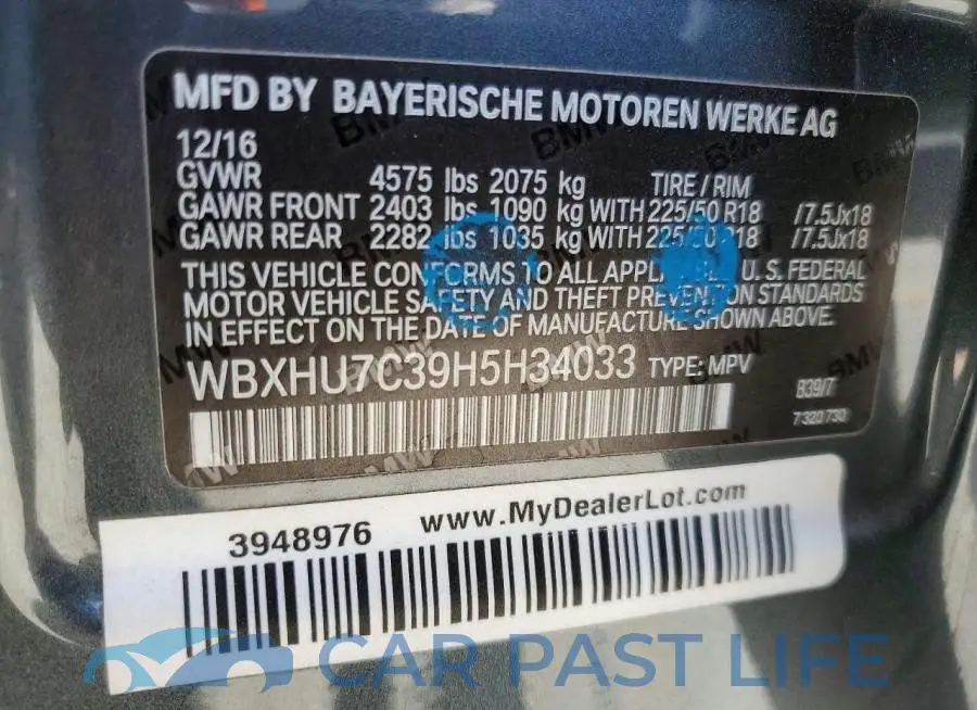 WBXHU7C39H5H34033# 14