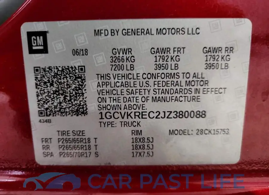 1GCVKREC2JZ380088# 12