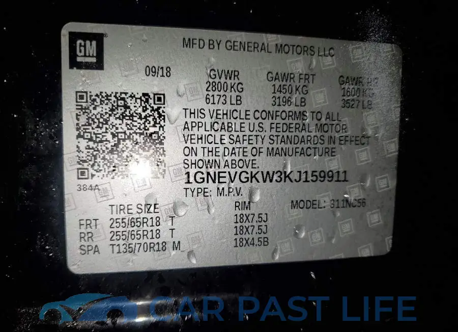 1GNEVGKW3KJ159911# 13