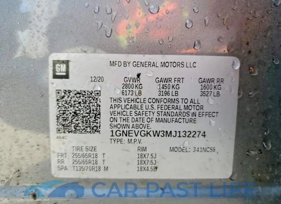 1GNEVGKW3MJ132274# 14