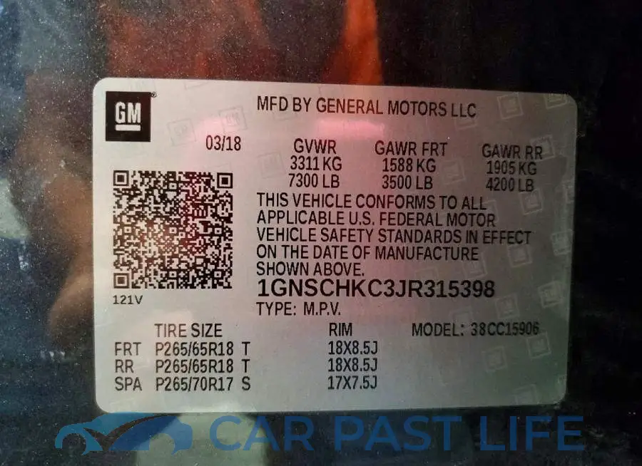 1GNSCHKC3JR315398# 13