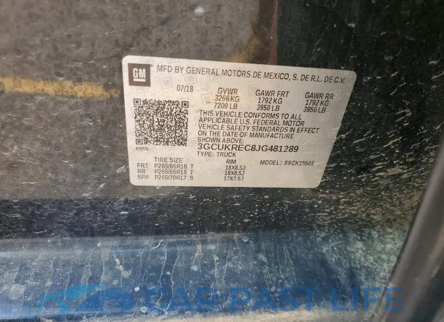 3GCUKREC8JG481289# 12