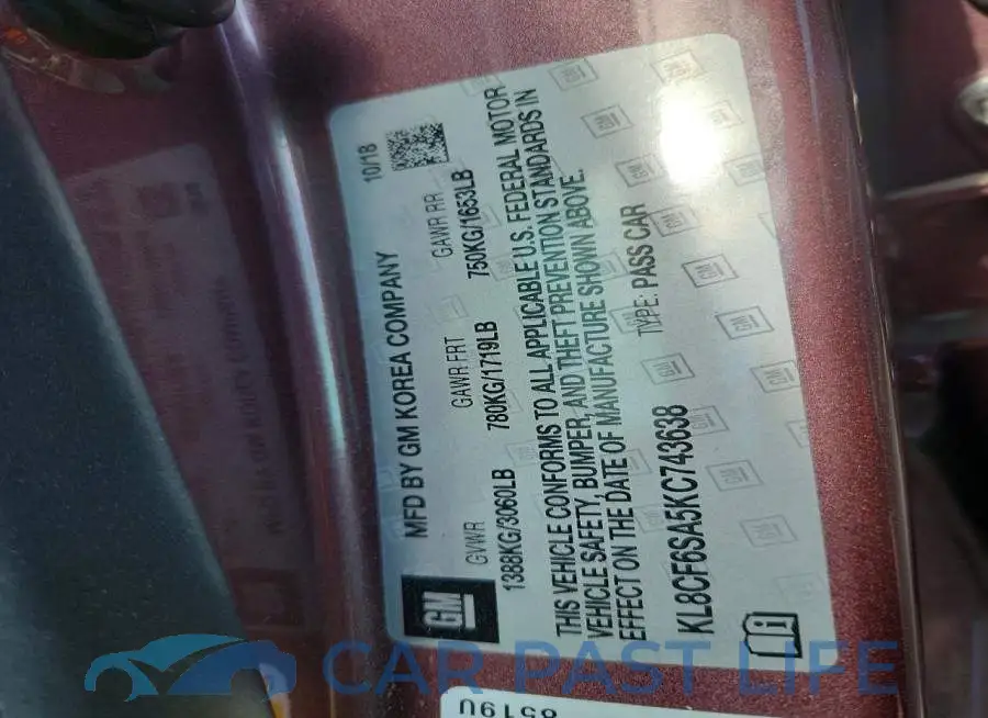 KL8CF6SA5KC743638# 12