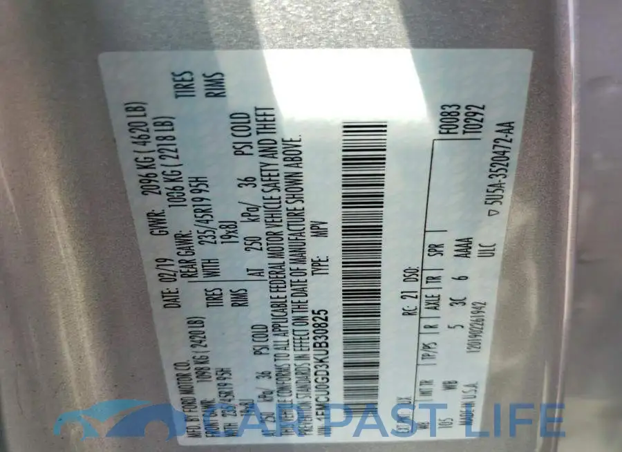 1FMCU0GD3KUB30825# 14