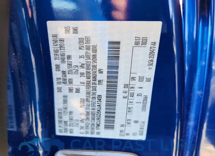 1FMCU9GD5KUA13459# 12