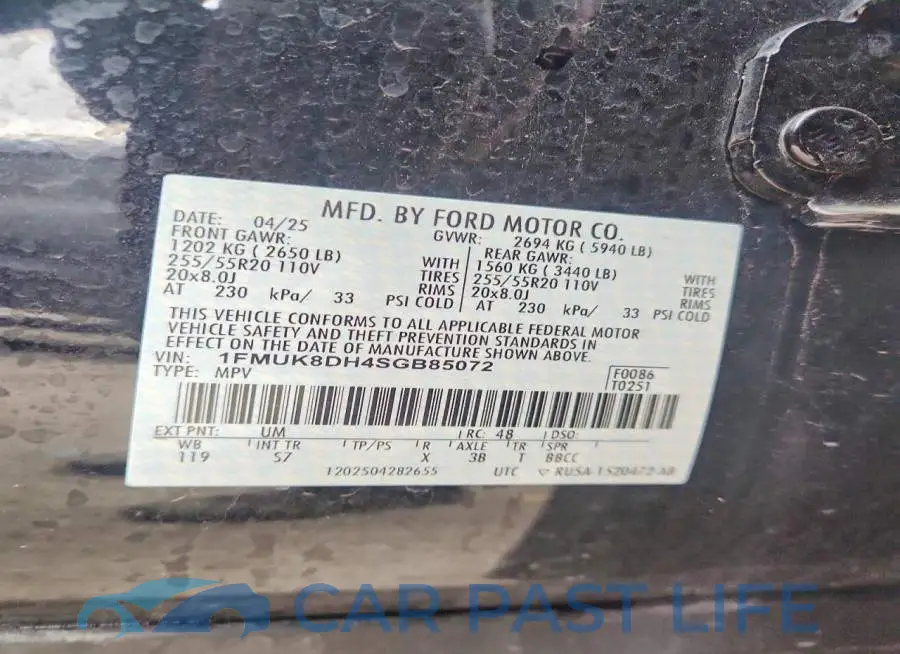 1FMUK8DH4SGB85072# 13
