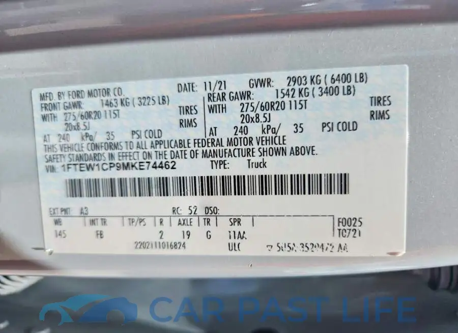 1FTEW1CP9MKE74462# 12