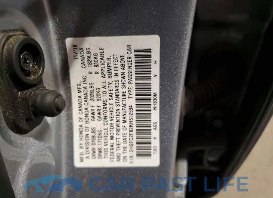 2HGFC2F82KH512594# 13