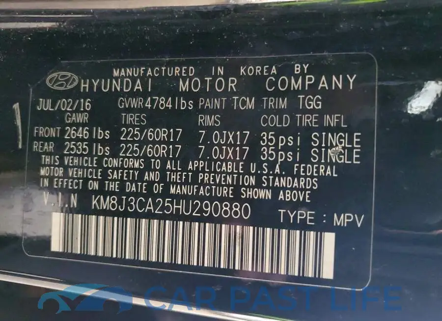 KM8J3CA25HU290880# 12